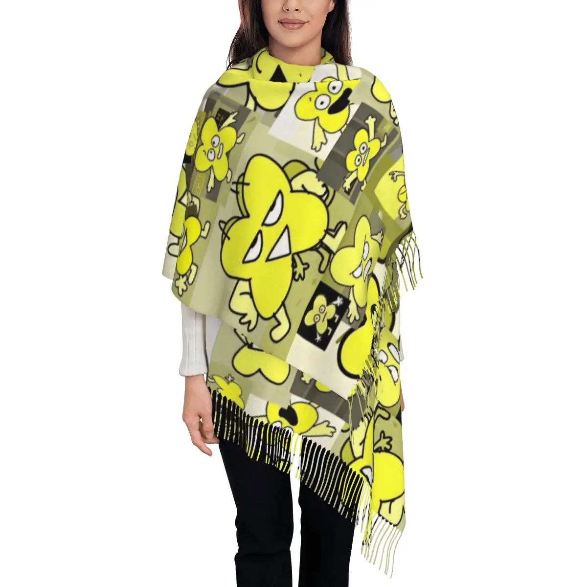 

Женский шарф с кисточками Bfding, большая мягкая теплая шаль с героями мультфильмов и накидка, кашемировый шарф Bfdi для повседневной носки