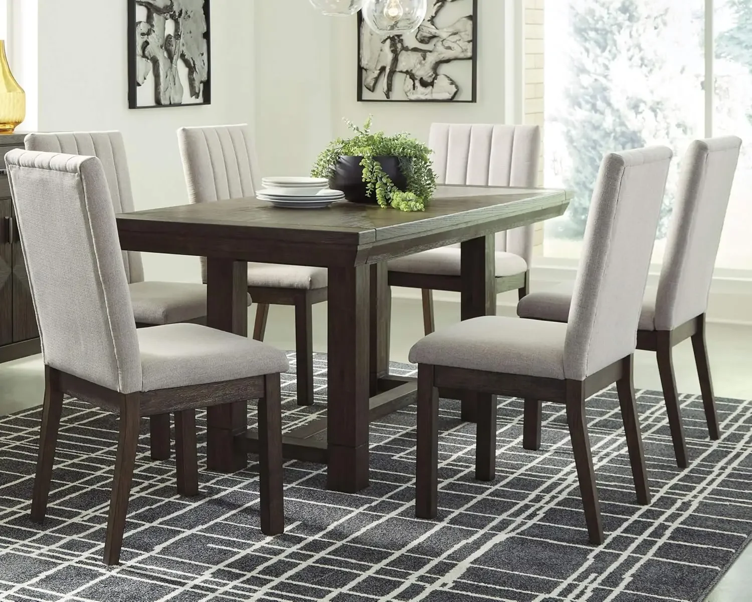 Signature Design by Ashley Dellbeck Casual Rectangular Dining Extension Table, Seats up to 8, Dark Brown