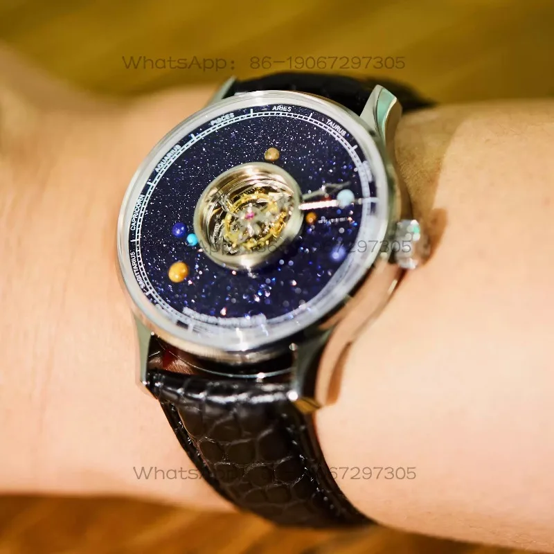 Grade 5 Titanium Center Tourbillon Watch Natural Gemstone Center Tourbillon Watch