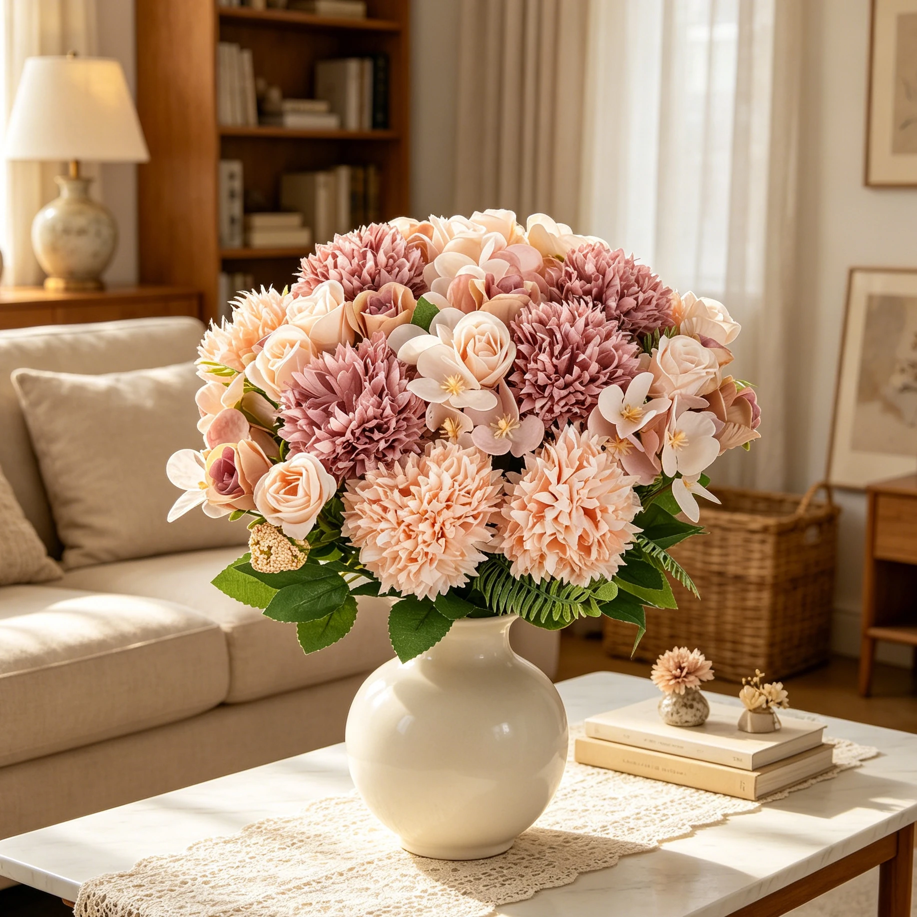 Artificial Silk Bulbous Chrysanthemum Rose Flowers Holiday Wedding Bouquets Home Table Balcony Garden DIY Gift Autumn Decoration