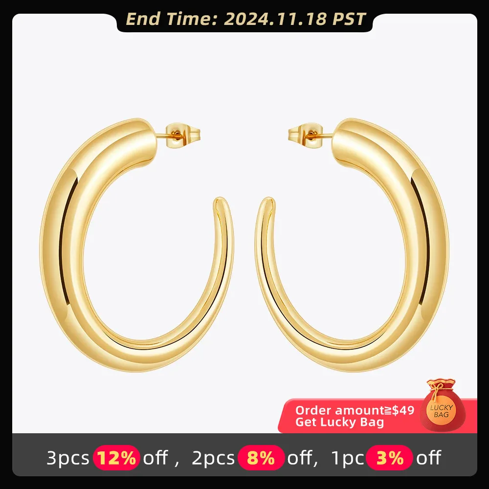 

Enfashion Aretes Hollow Tube C Hoop Earrings Gold Color Stainless Steel Hoops Earings For Women Fashion Jewelry Party E1553 1554