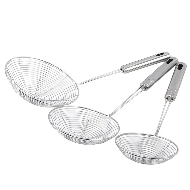 Stainless Steel Skimmer Mesh Strainer Colander Pot Fried Filter Mesh Deep Fryer Oil Frying Scoop Sieve Kitchen Cooking Tool