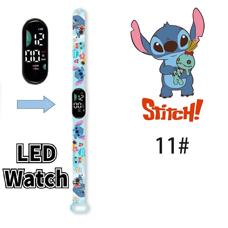 Disney Stitch Kinderhorloges Cartoon Anime Karakter Lichtgevende Armband Horloge Led Touch Waterdichte Sport Kids Geschenken Horloge