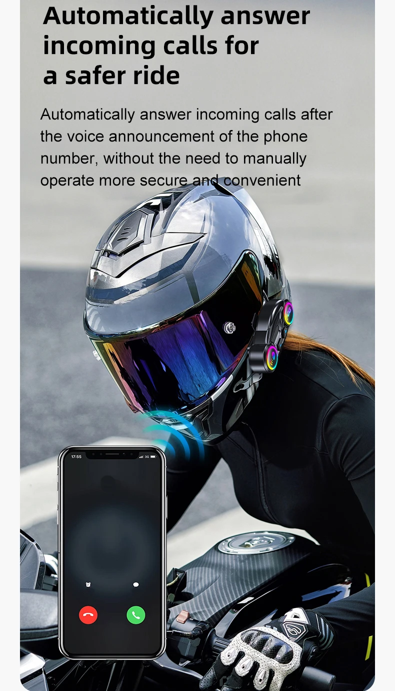 Y13 Pro Motorrad Helm Bluetooth Headset Intercom Entfernung 500M Chip V6.0 Stereo FM Radio Mischen Musik Teilen – Detail 11