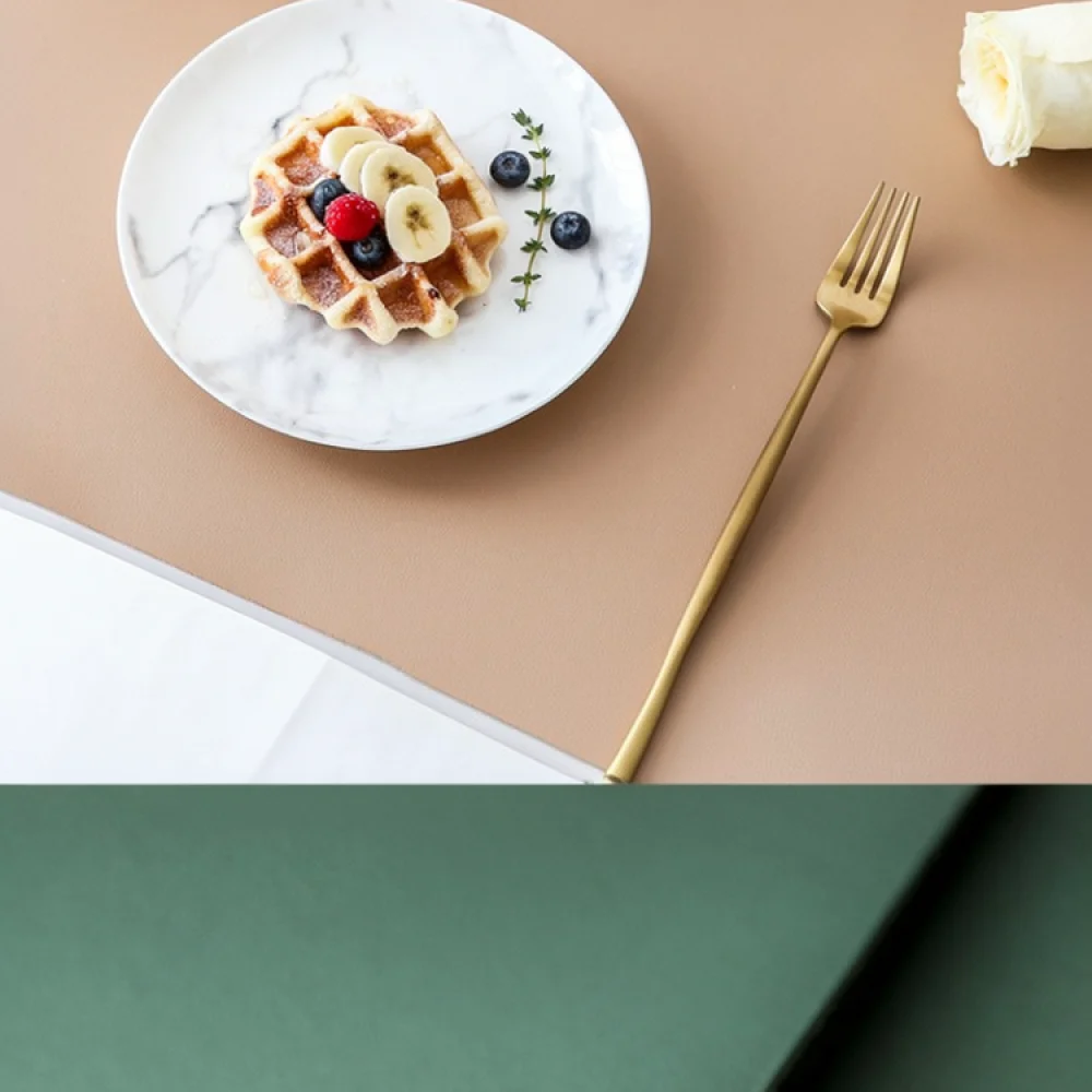 Heat Resistant Leather Desk Cover Waterproof Oilproof Dining Table Mat Modern Minimalist Solid Color Office Desk Protector