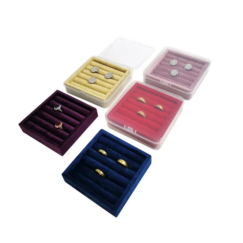 Simple Portable Ring Storage Box With Dust Cover And Small Tray Jewelry Earrings Decorative Drawer-Style Jewelry Storage Tray
