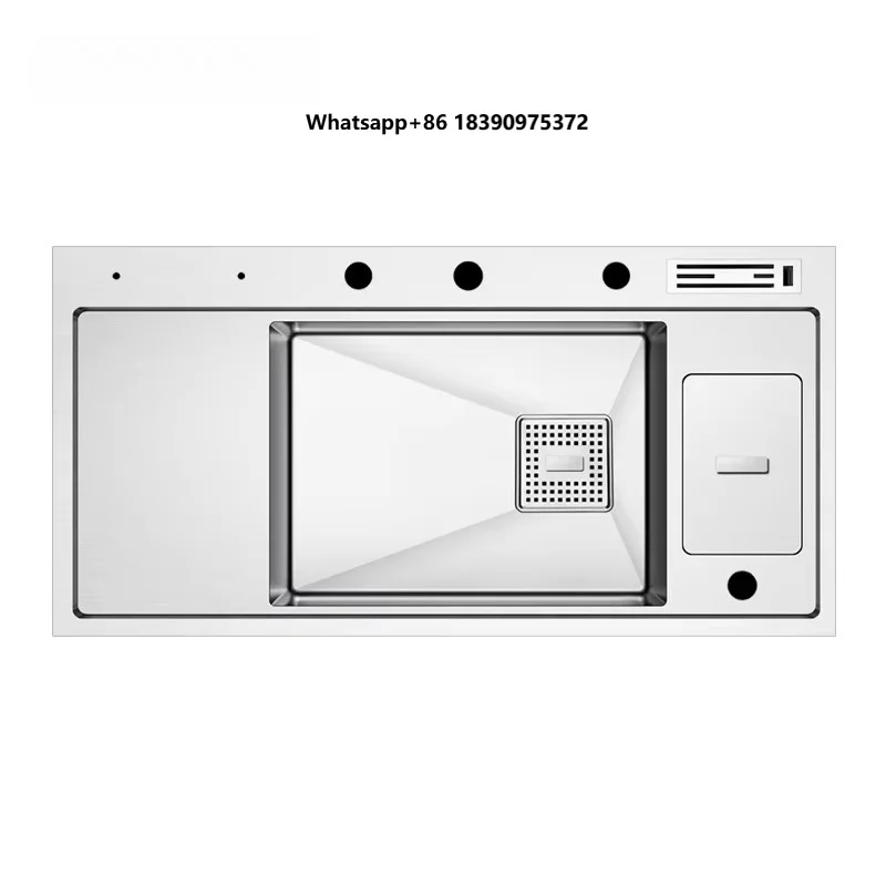 SUS304 Handmade Kitchen Sink Fine Brushed Drainer and Kitchen Tap Included Defrosting Board Manufacturer 10050L