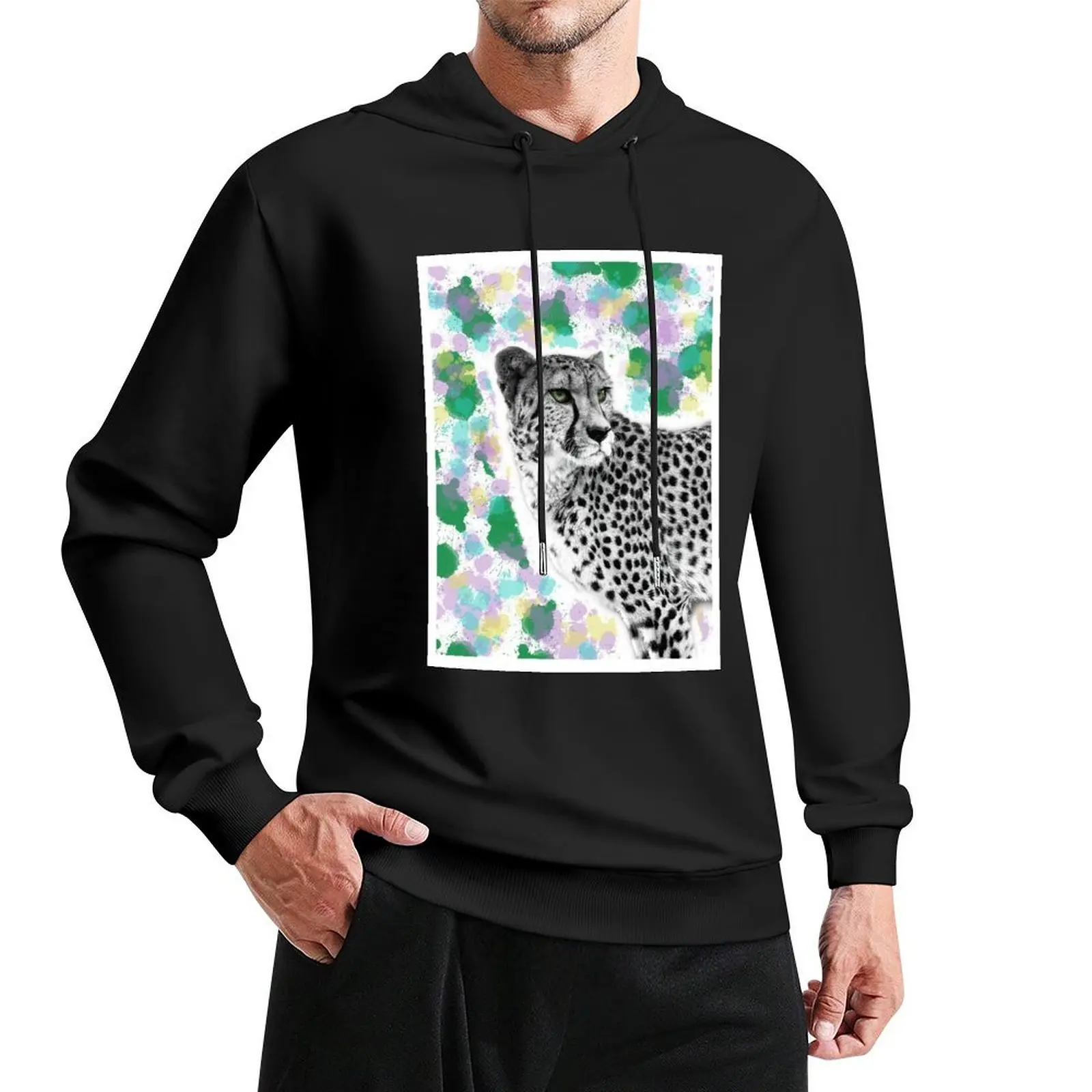 Splatter Cheetah Pullover Hoodie anime clothing autumn jacket men tracksuit