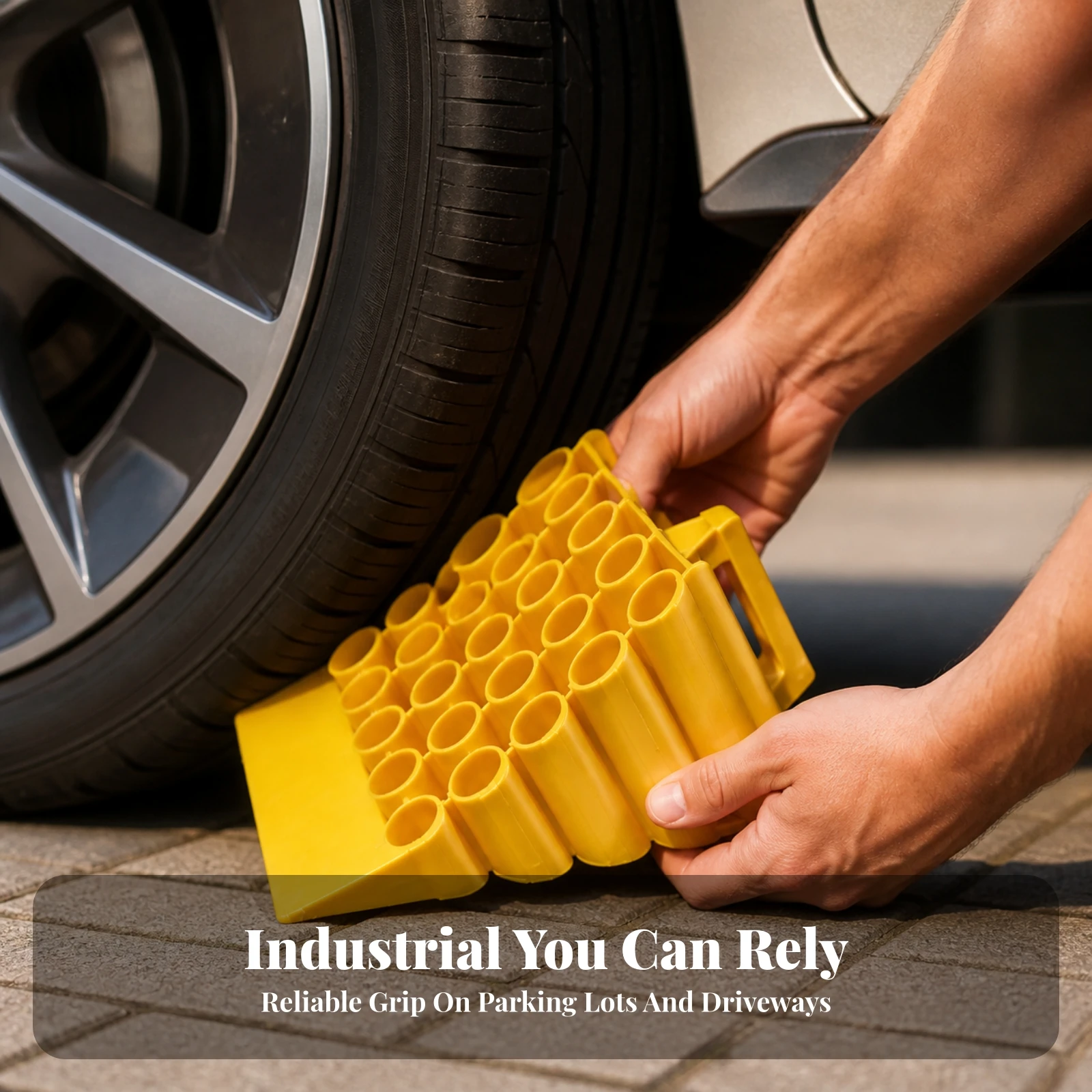 Wheel Chock with Handle Triangular Wedge Wheel Chock Tire Wedge Non-Slip High-Density for Rv Parking, Driveway