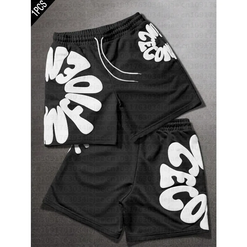2026 Summer High-Street Kid Quick Drying American Street Style Letter Printed Casual Men's Kid Breathable Unisex Overside Shorts
