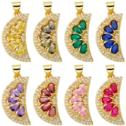 Juya 18K Real Gold Plated Micro Pave Colorful Cubic Zirconia Evil Eye Lemon Charms For DIY Women Fashion Pendant Jewelry Making