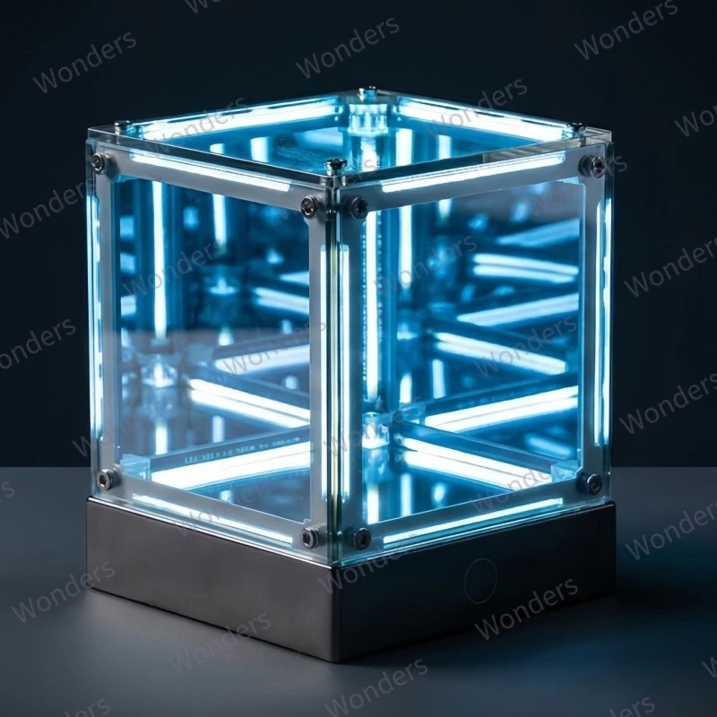 

Hypercube LED Box Geek DIY Wireless Table Light Figure Display Case Infinity Mirror 4D Box Abyss Tunnel Ornament