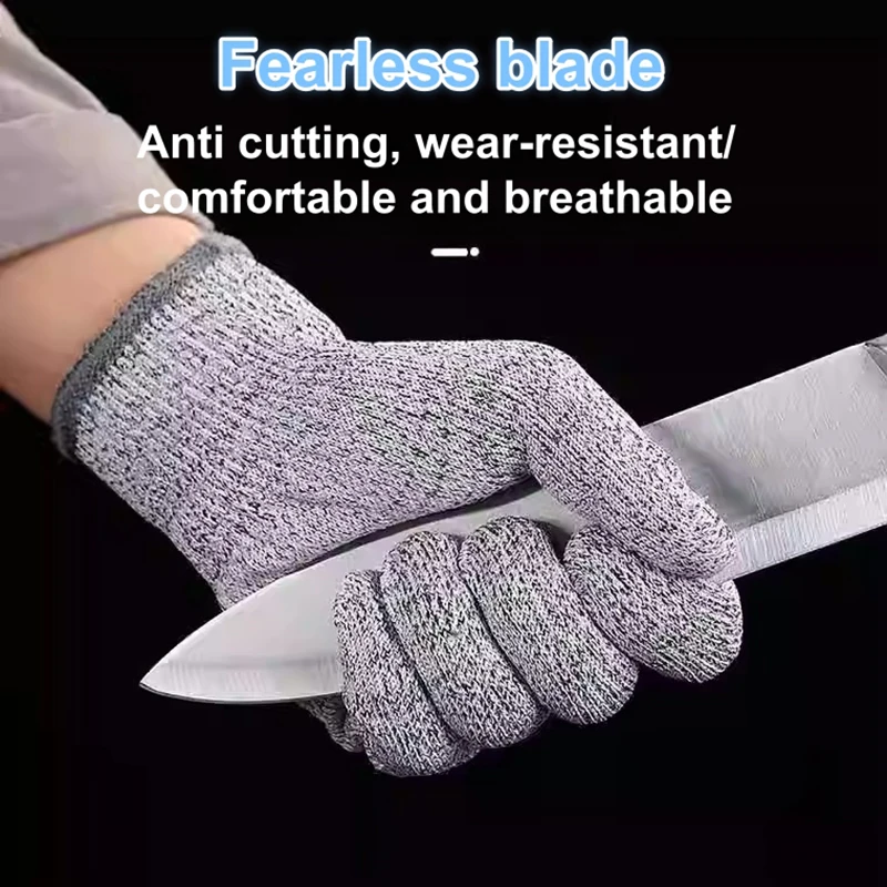 Grade 5 Cut Resistant Gloves Machine Washable  Kitchen HPPE Scratch Resistant Glass Cutting Safety Protection for Gardeners