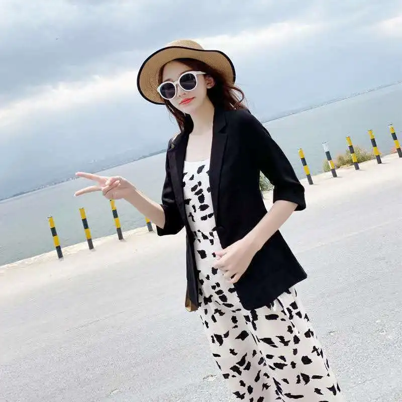 2023 Women's Clothing Notched Skinny Simplicity Short Sleeve Solid Color Spring Summer Thin Office Lady Fashion Casual Blazers