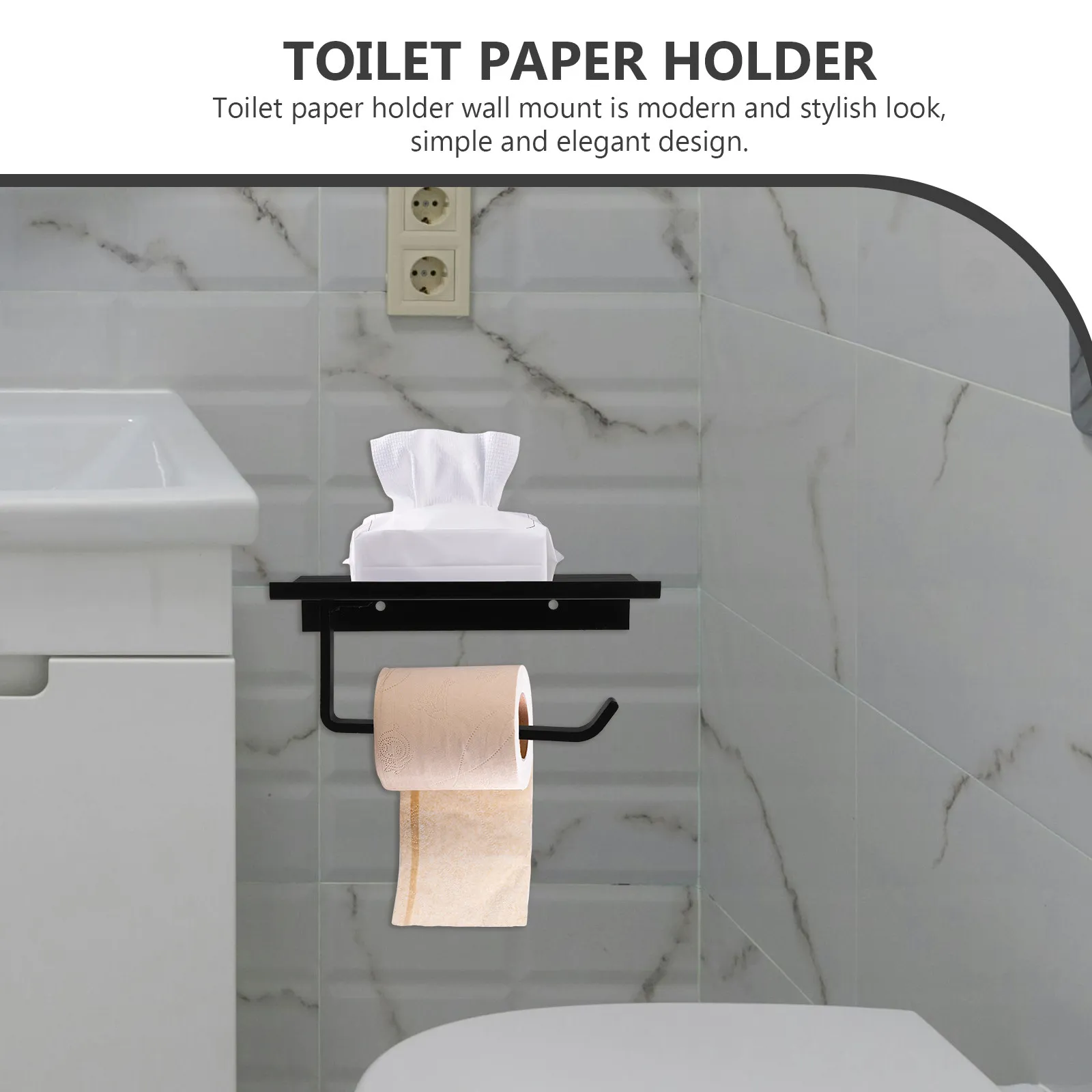 Modern Thickened Aluminum Toilet Paper Holder Wall Mounted Bathroom Sundries Organizer for Tissue Towel Phone Storage