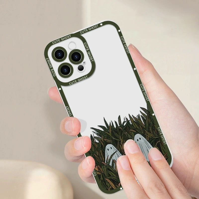 Niedliche Cartoon-kleine Geister-Handyhülle für Xiaomi 13T 14T 11 10 Pro Plus Redmi Note 14 PRO 13C 12 Poco F5 X7 Lite, klare Softcover