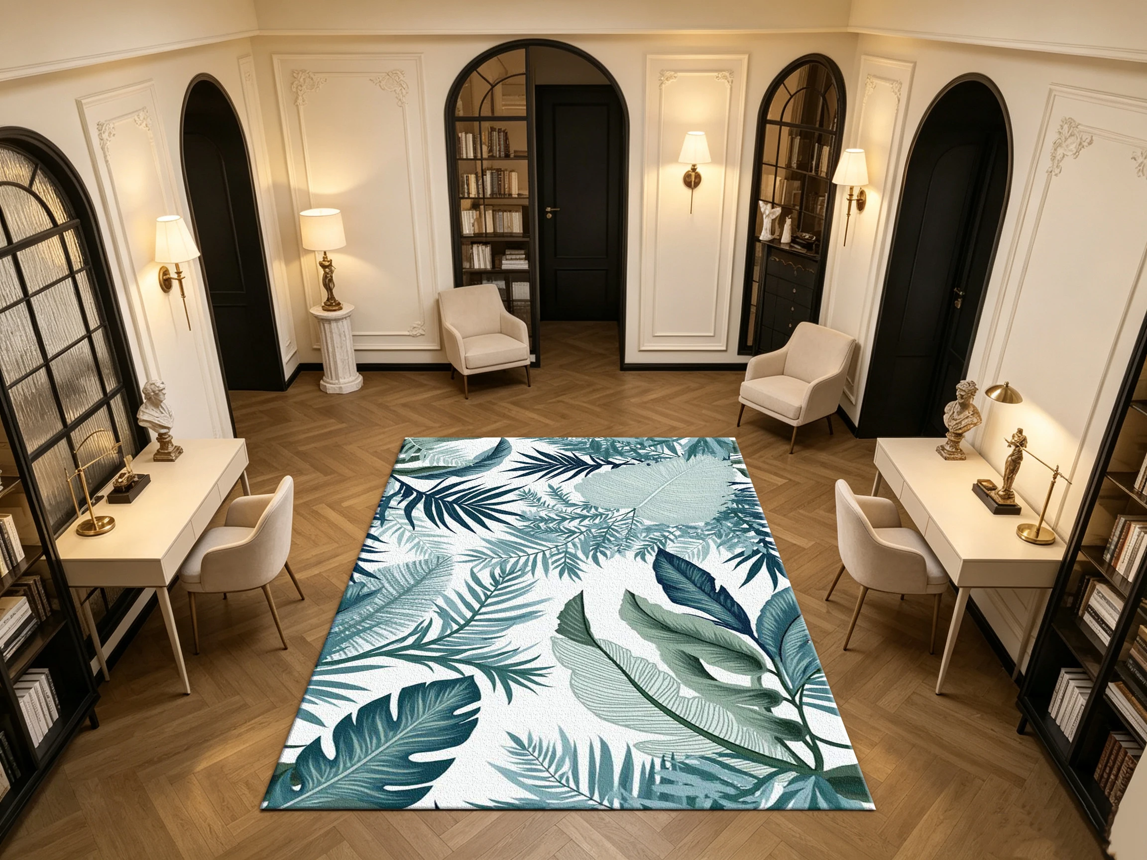 Tropical Green Palm Banana Leaf Carpet Flooring Jungle Botanical Household Indoor Decor Floor Rug