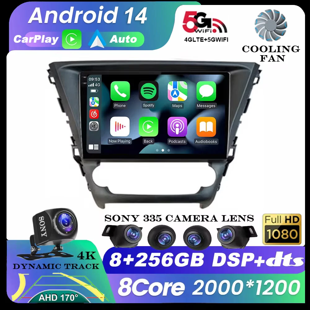 Android 14 For Toyota Avensis 2018 - 2020 Car Radio Multimedia Navigation GPS Stereo Video Player Carplay Auto 4G WIFI QLED DSP