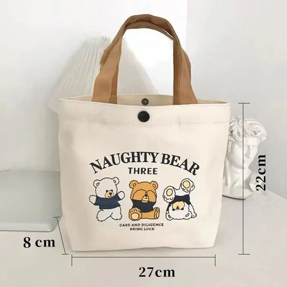 Canvas Bag Small Versatile Handbag Female Student Lunch Box Bag Simple Tote Bag Office Worker Lunch Bag Shopping Bag image 2
