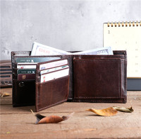 9882 Retro Men's Multi Card Casual Retro Leather Large Capacity Wallet, Top Layer Cowhide Multifunctional Coin Purse