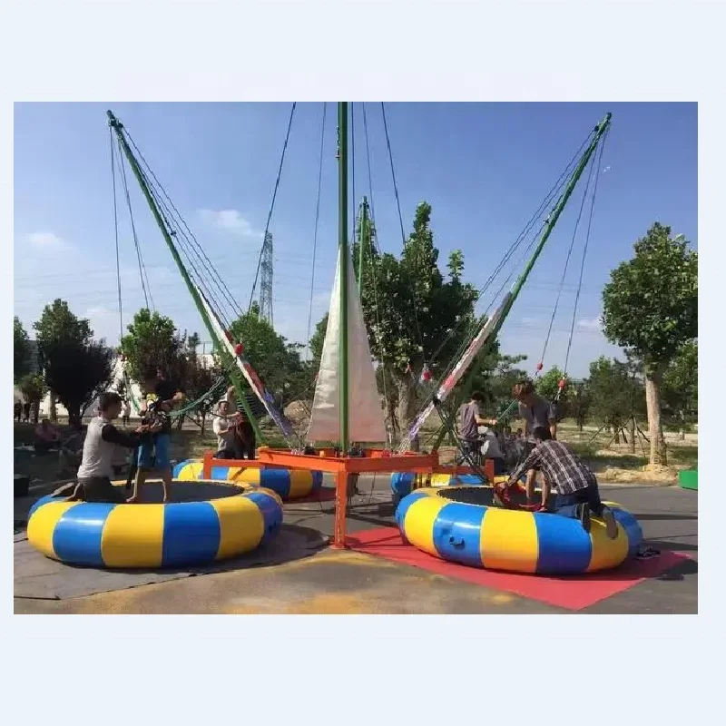 Nieuw Ontwerp Bungee Trampoline Opblaasbare Bungee Met Het Wiel Voor 4 Personen Bungee Jumping Trampoline Te Koop