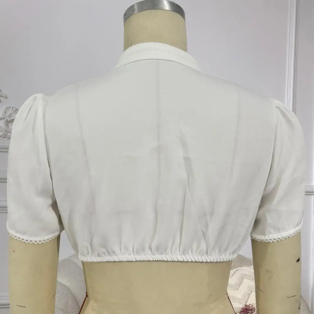 Blouse Sexy V-Neck Elegant Lace Tops Cap Sleeves Sexy Hollow Out Crop Tops Traditional Bavarian Beer Blouse Costumes