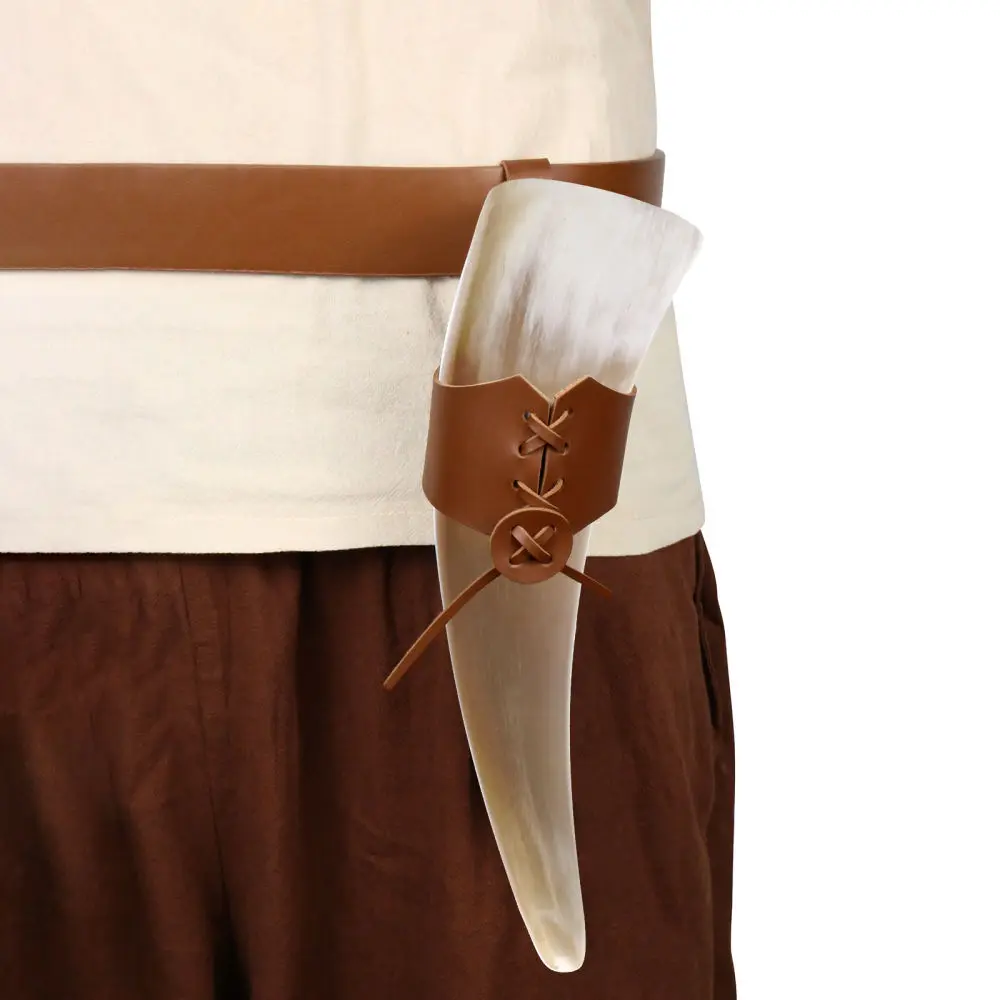Leather Pouch For Horn Cup Medieval Fantasy Prop Adult Role Play Accessory Renaissance Festival Costume Tool Set