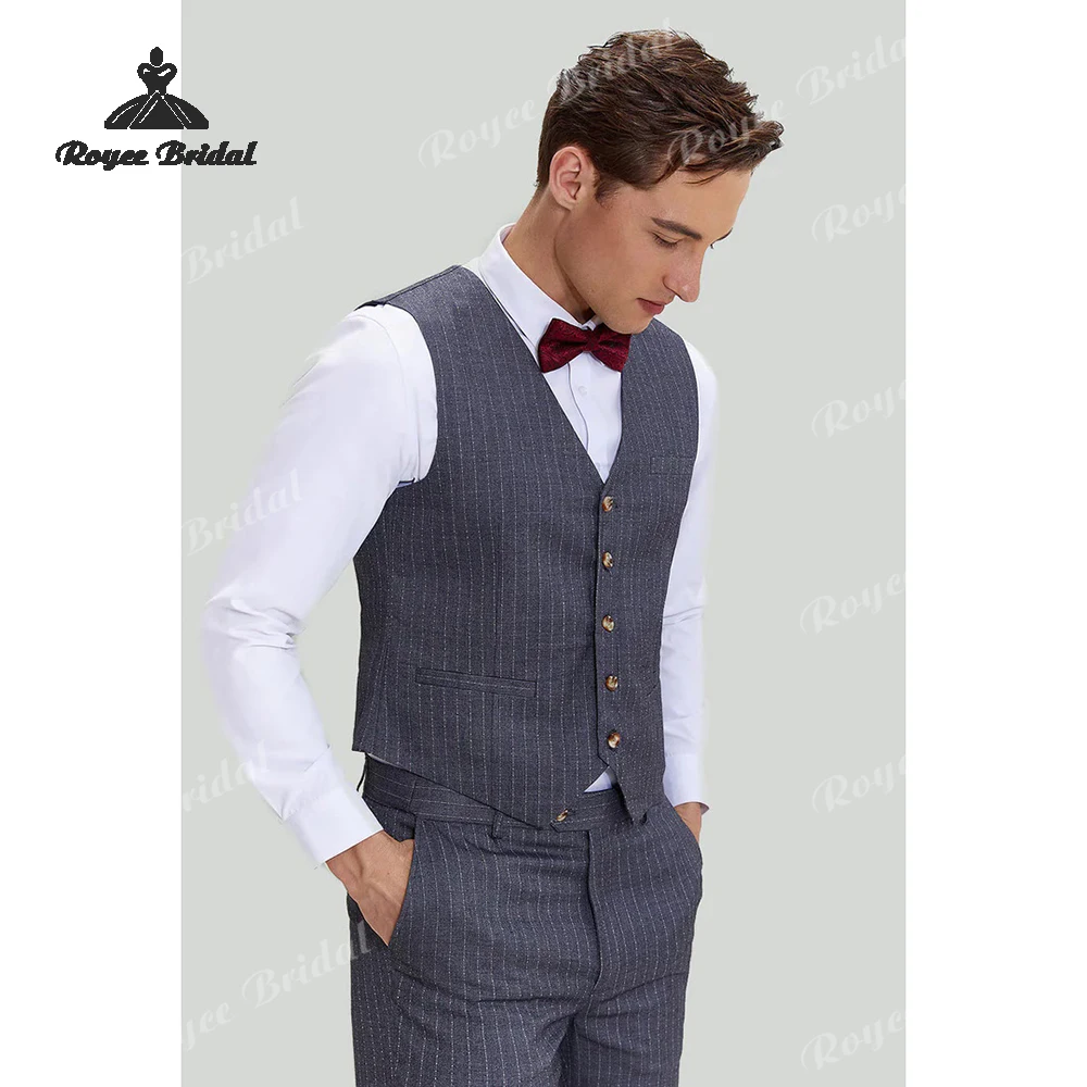 Pinstripe Three Piece Men's Wedding Suit 2026 Peak Lapel Double Breasted  Evening Prom Suit costume homme mariage