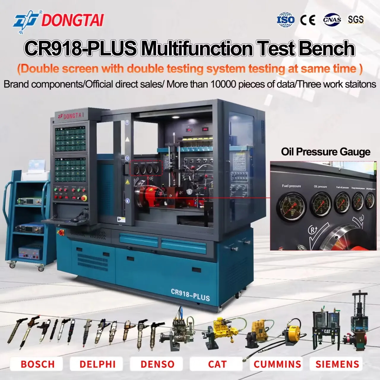 DONGTAI CR918 CR918PLUS  CR918-PLUS Multifunctional test bench common rail injector and pump test bench HEUI HEUP EUI EUP