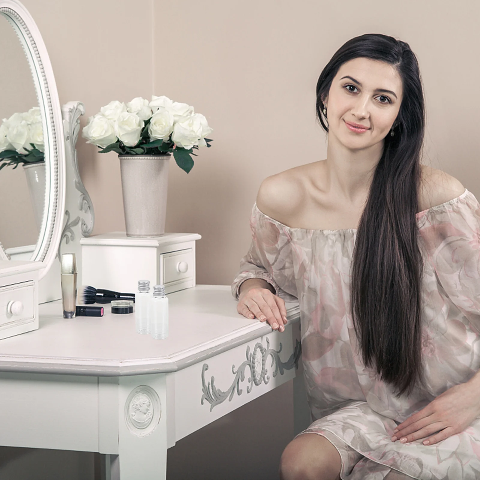 25Pcs Clear Plastic Bottles with Aluminum Screw Caps Empty Dispensing Bottles Refillable Small Travel Lotion Storage