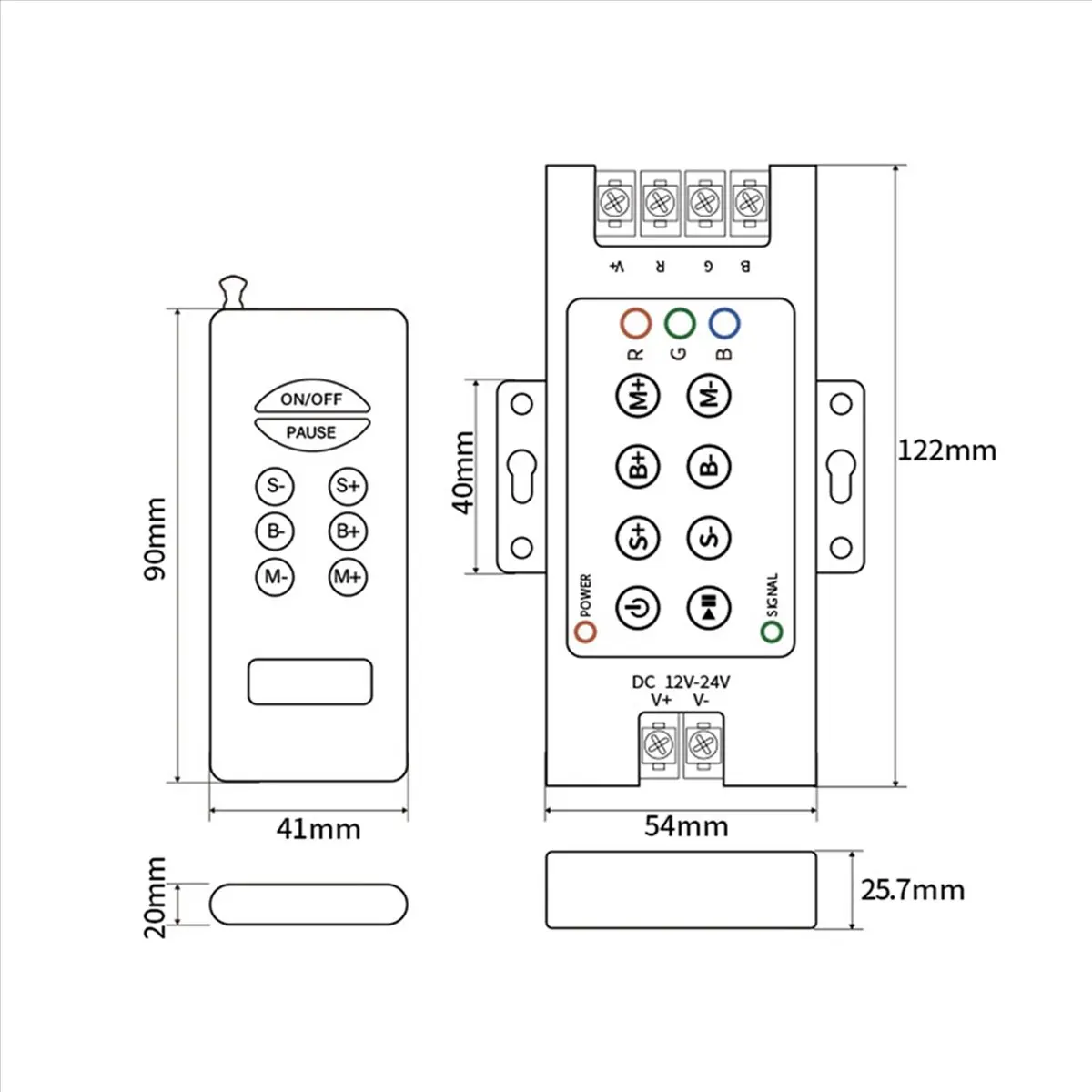 【SHOP-NOW】2X 30A Remote Wireless Mini Controller for RGB LED Strip Light 8-Key Double RF Wireless Remote Controller