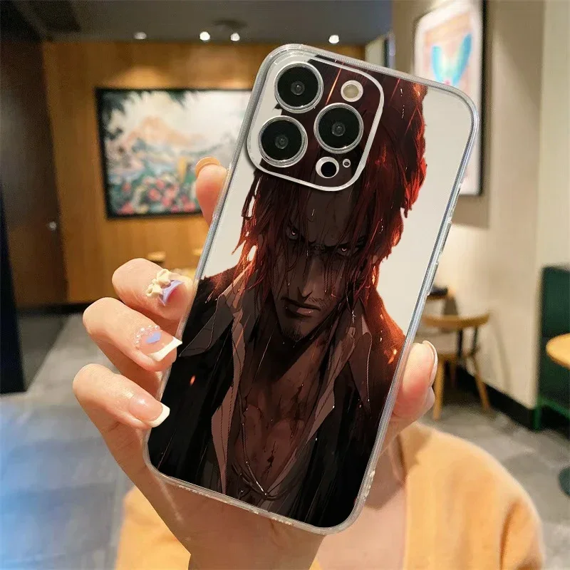 O-One P-Piece Shanks Handsome Phone Case for iPhone 16 15 14 13 12 11 Pro Max X XS XR 7 8 Plus Shockproof Cover Transparent