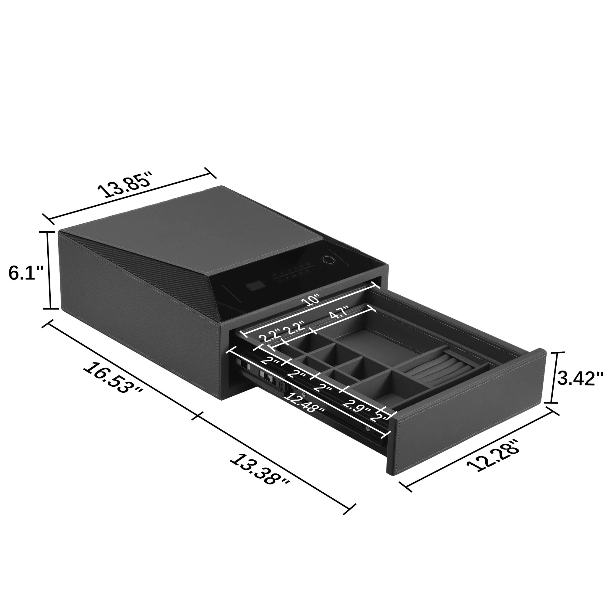 Biometric Fingerprint Safe,Leather Wrapped Jewelry Safes,Quick-Access Handgun Safe for Home and Vehicle