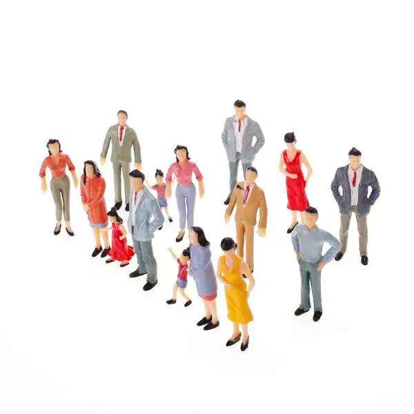 20 Figure di persone passeggeri dipinte Modello di treno Diorama Edifici G 1:25
