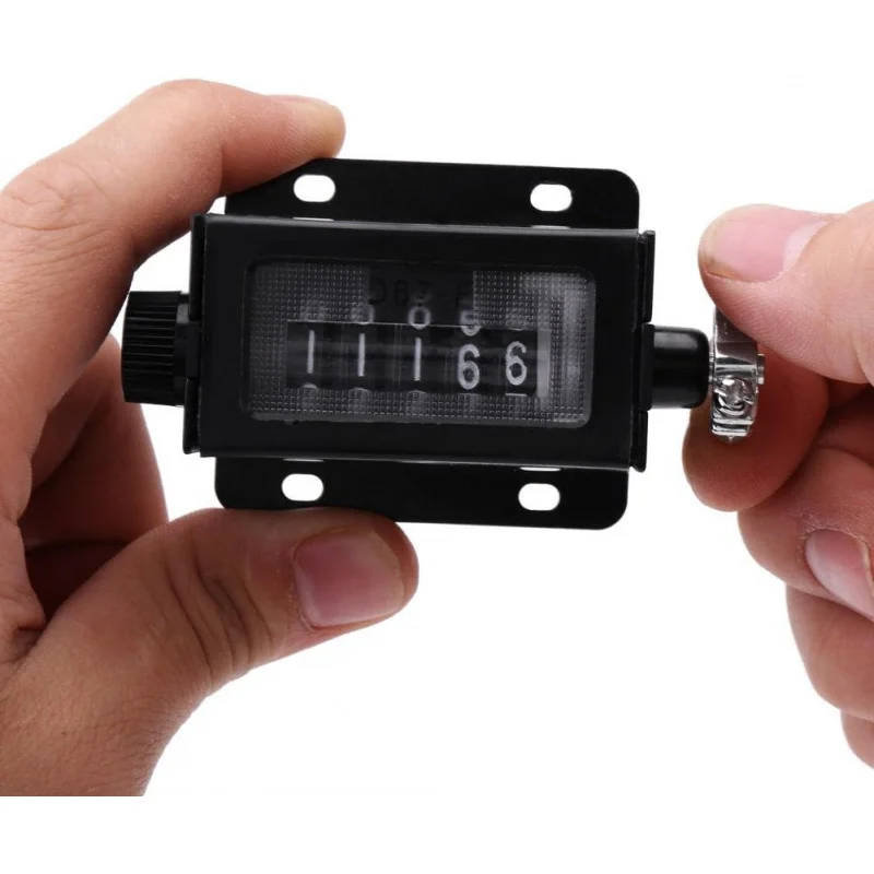 기계식 자리 카운터 5 자리 풀 카운트 카운터 회전식 손잡이 재설정 가능 카운터 검정색 스프링 포함