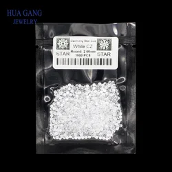 5A Small Size 0.6~2.5mm Cubic Zirconia Gems Beads Round White Cubic Zirconia Stones Round Brilliant Cut Loose CZ Stones