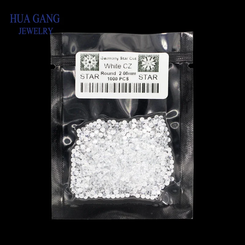 5A Small Size 0.6~2.5mm Cubic Zirconia Gems Beads Round White Cubic Zirconia Stones Round Brilliant Cut Loose CZ Stones