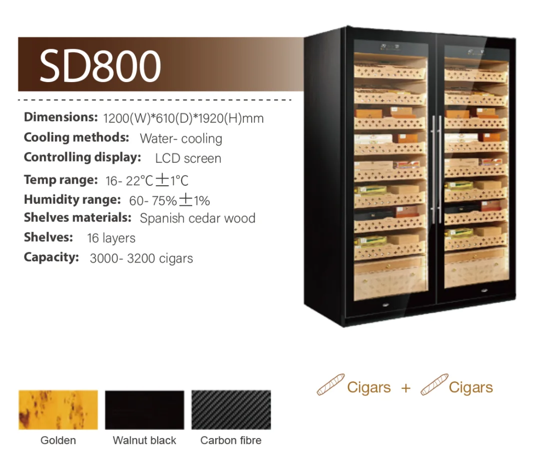 Largest Commercial Double Doors  SD800 Hold 3000-4000 Cigars Electric Cigar Humidor Display Cigars for Cigar Shop