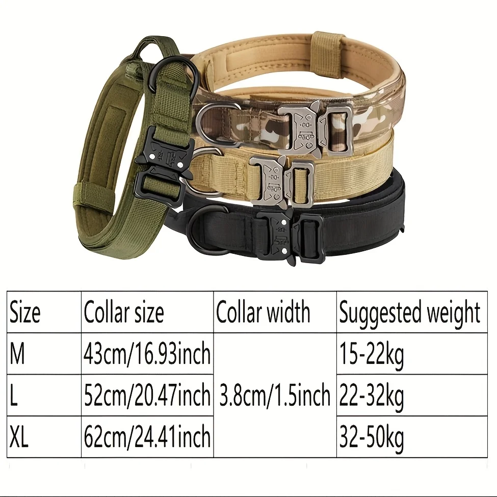 Tactical Dog Collar Adjustable Military Nylon Dog Collar With Control Handle And Heavy Duty Metal Buckle For Medium & Large Dog