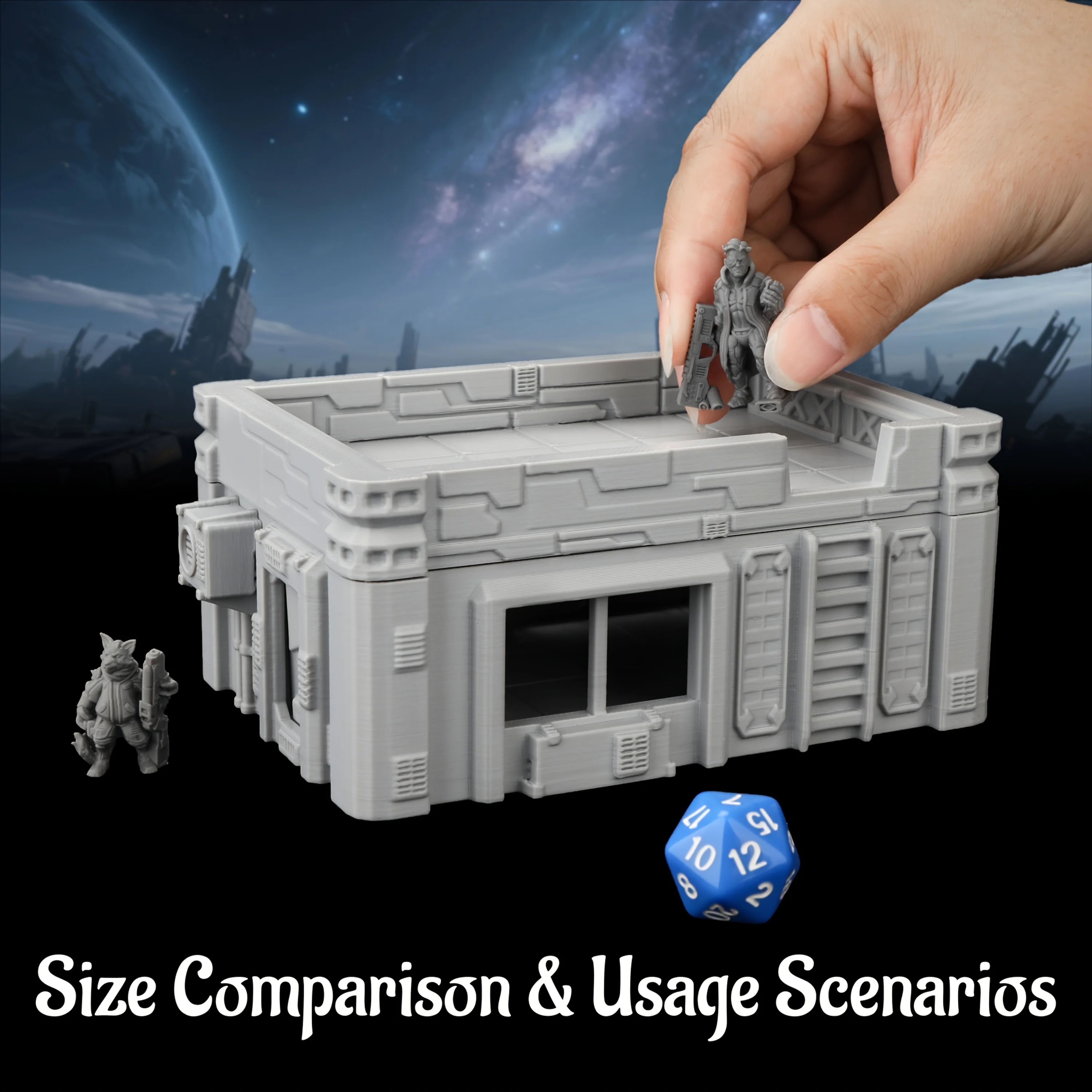 Sci-Fi  Futuristic Building Miniature Terrain Set, TTRPG Gaming Model, Fantasy Miniature Tabletop Game Scenery