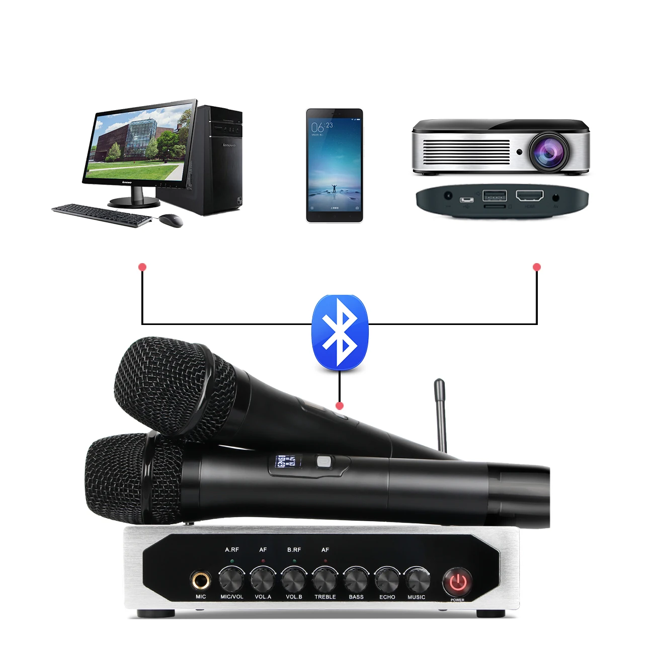 

Hot Selling BT Wireless Dynamic Microphone Portable Metal Mic For Home Karaoke Entertainment