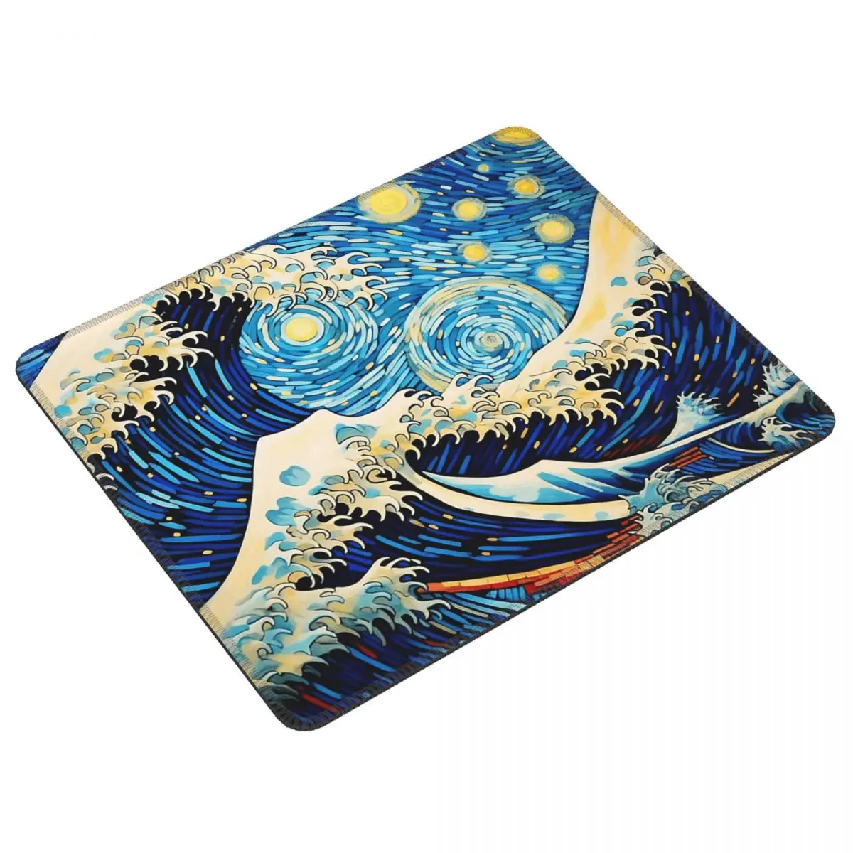 The Great Wave Off Kanagawa In Starry Night Van Gogh Mouse Pad Computer Keyboard Mouse Mat Gamer Laptop Desk Mat Table Mats