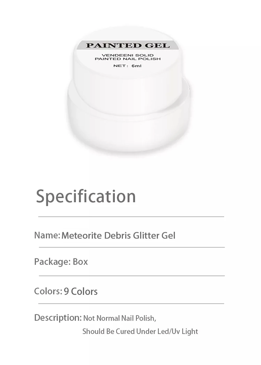 Vendeeni 9 Farben/Set Funkelnder Pailletten-Gel-Nagellack UV LED Soak-Off Gel-Lack Glänzender Sternenhimmel-Gel-Lack für Nagelkunst – Detail 10