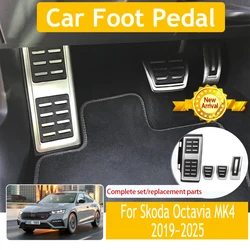 Car Foot Pedals For Skoda Octavia MK4 2019 2020 2021 2022 2023 2024 2025 Brake Pedal Stainless Accelerator Cover Auto Acessories