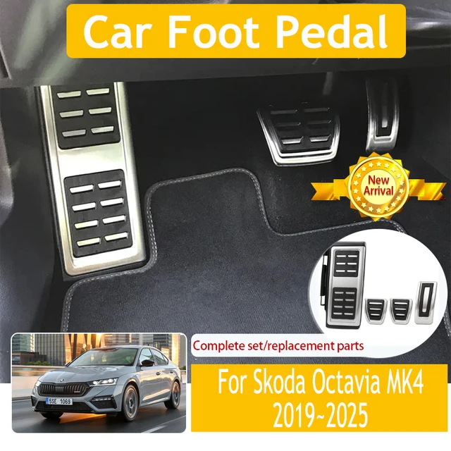 Pedały nożne samochodowe dla Skoda Octavia MK4 2019 2020 2022 2023 2024 2025 pedał hamulca ze stali nierdzewnej akcelerator Auto Acessories