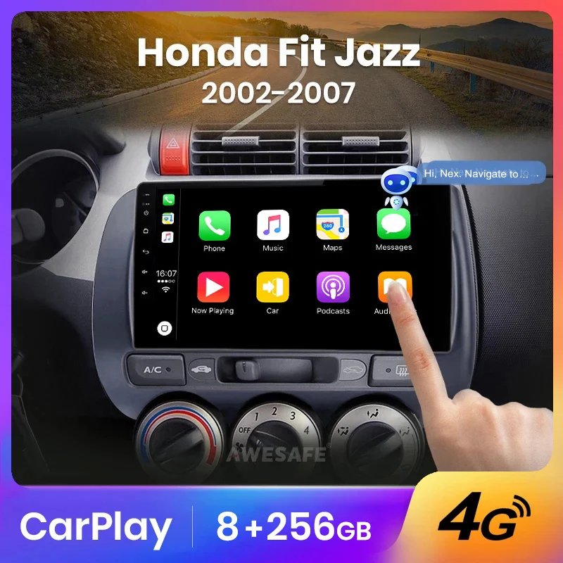 AWESAFE Wireless CarPlay Autoradio for Fit Jazz 2002-2007 Car Radio Multimedia Player Android Auto Stereo GPS