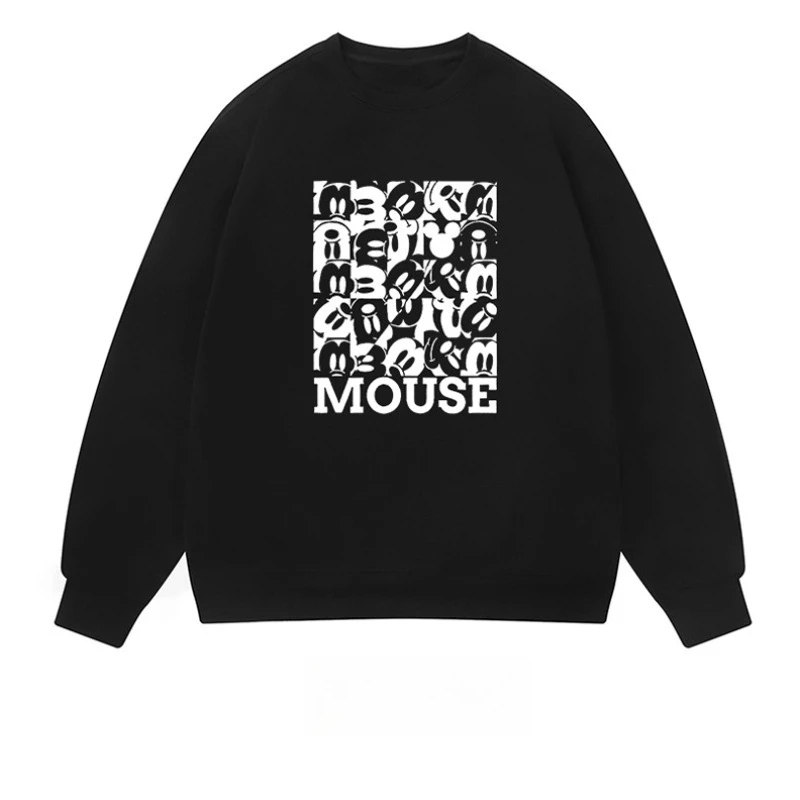 الإبداعية ميكي ماوس الرجال والنساء بأكمام طويلة الخريف والشتاء جديد ديزني عادية عالية الجودة جولة الرقبة قطنية عالية الجودة #3