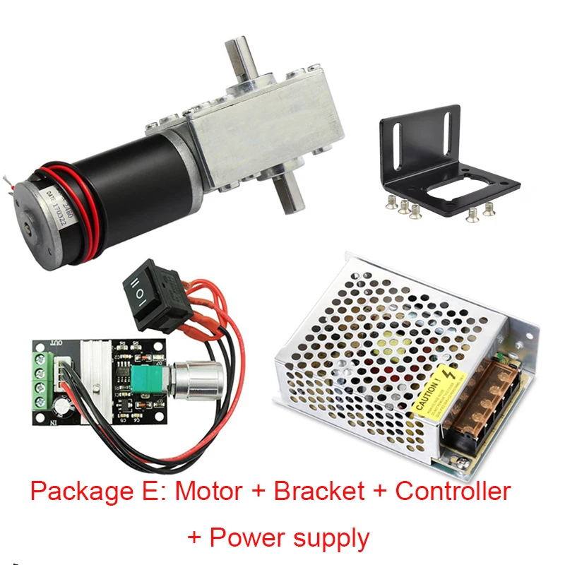 

5840-31ZYS DC 12В 24В Двухвальный двигатель + Кронштейн + Контроллер скорости + Блок питания, высокомоментный металлический червячный турбомотор с редуктором