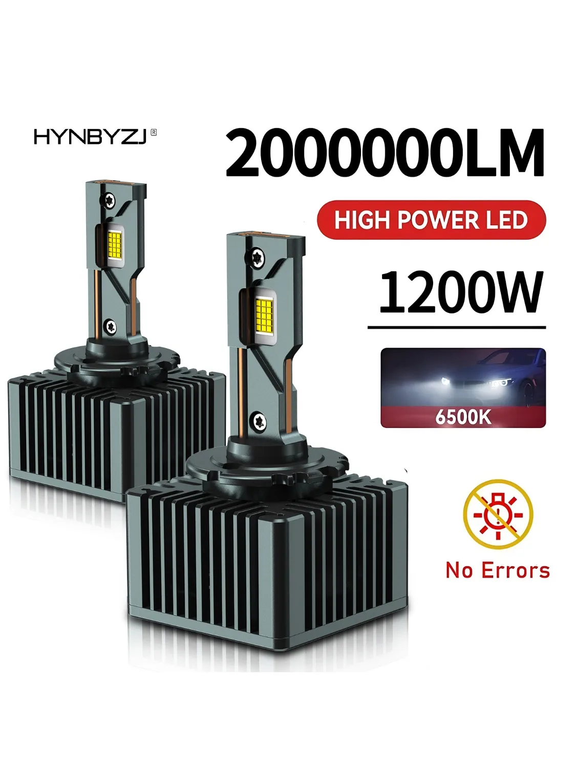 2 szt. Żarówki LED do reflektorów samochodowych D1S D3S D2R D2S D4R D4S D5S D8S Turbo Lights 6000K 1200W Auto Lamp Plug&Play Zestaw do konwersji HID — 2