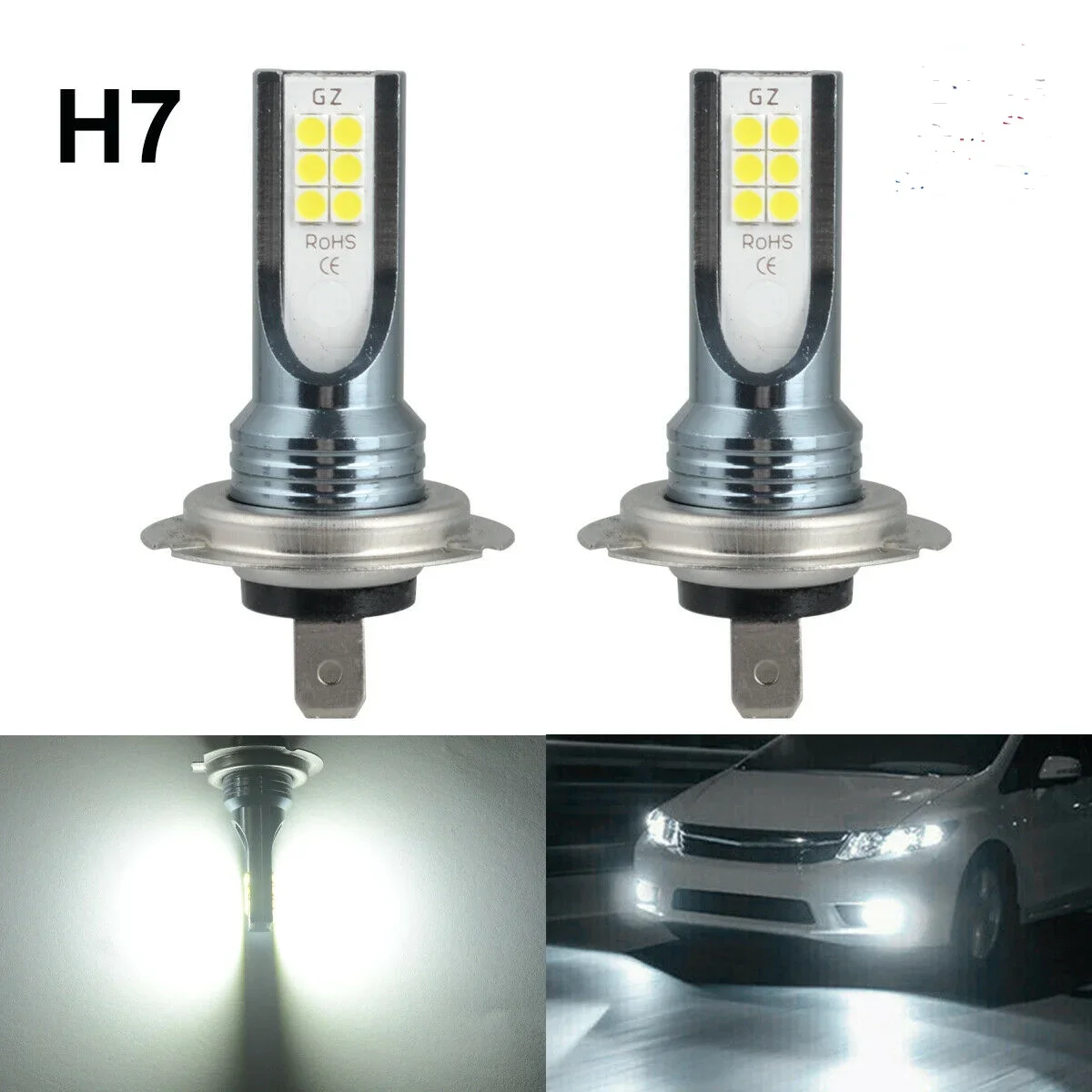 

2Pcs H7 LED Headlight Bulbs Kit High/Low Beam 320W 30000LM Super Bright 6000K White Fog Lamps H8 for Car